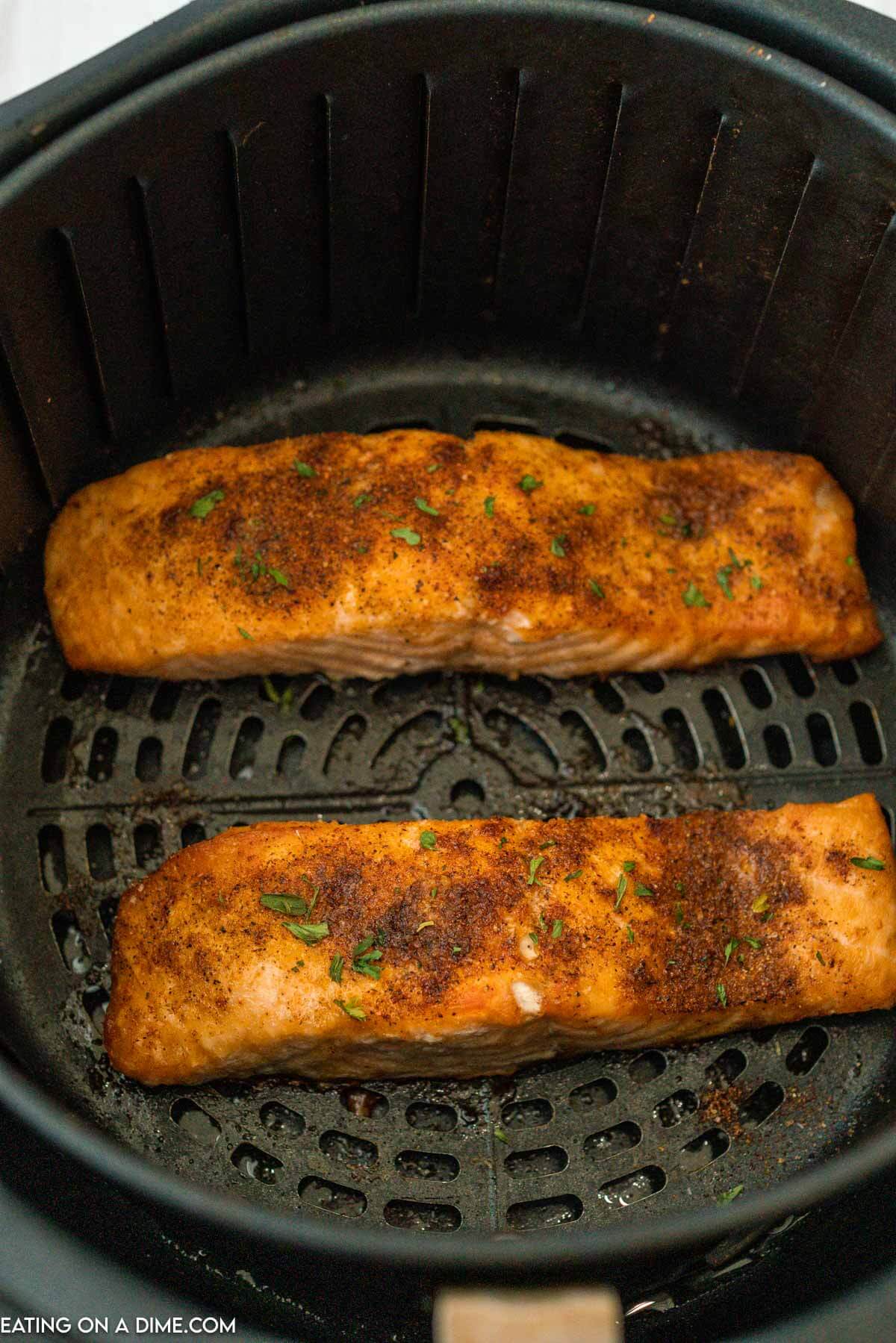 Salmon in the air fryer basket