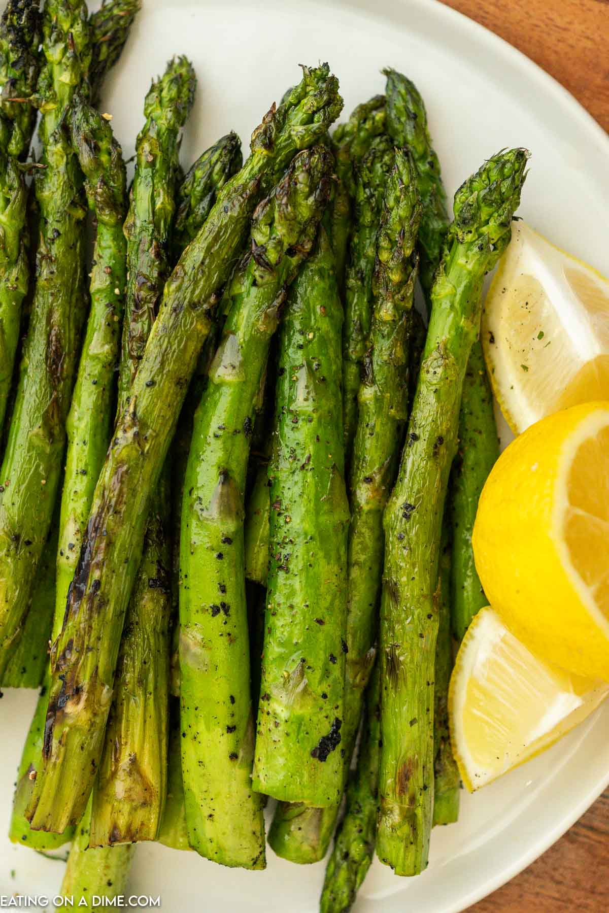 Grilled asparagus on a plate. 