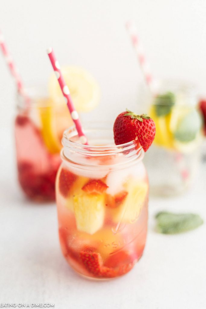 fruit infused water in a mason jar. 