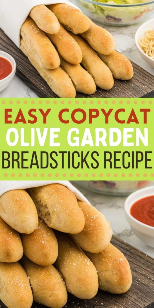 Enjoy Olive Garden Breadsticks at home any day of the week. These soft and fluffy breadsticks topped with garlic butter never disappoint. This easy copycat recipe is delicious and these breadsticks taste just like the ones from Olive Garden. #eatingonadime #copycatrecipes #breadrecipes #sidedishrecipes 
