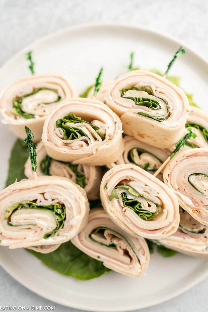 Pinwheel Sandwiches with toothpicks stacked