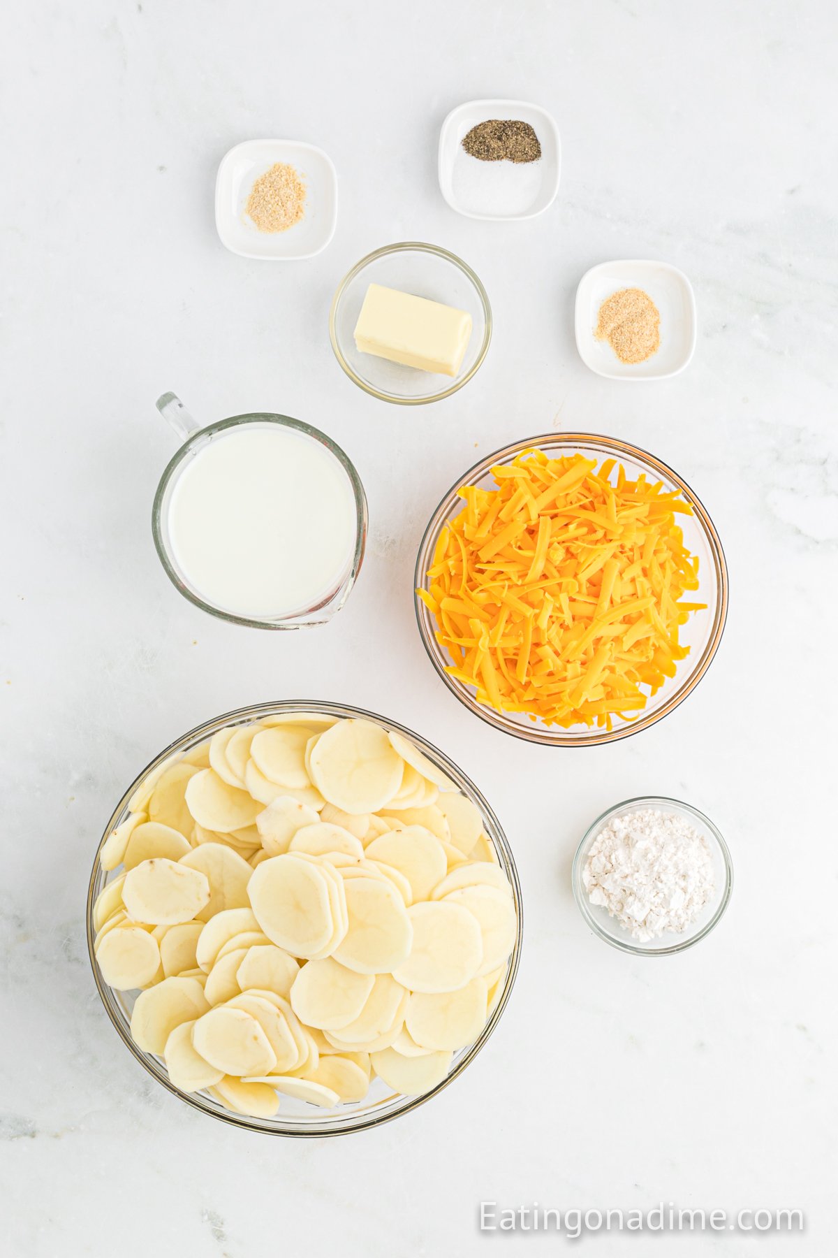 Ingredients for Au gratin potatoes crock pot recipe. 