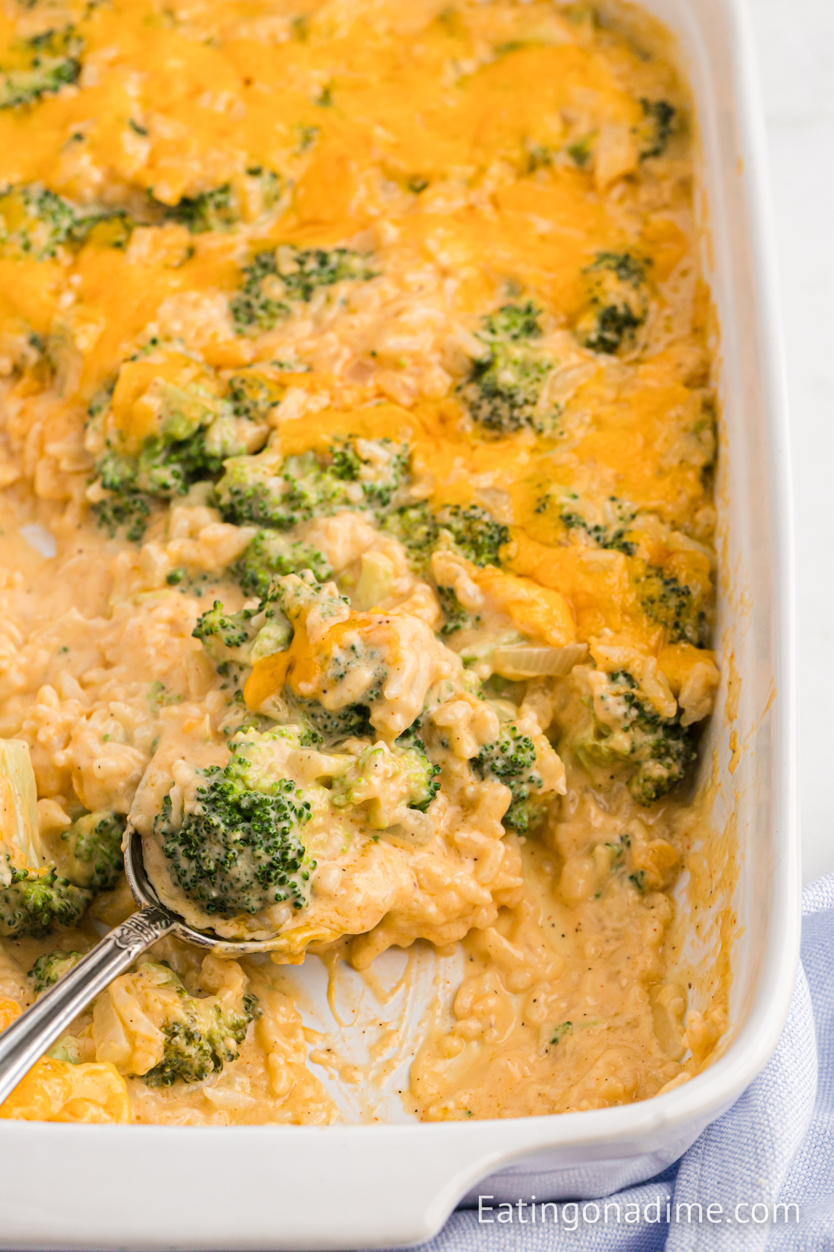 Broccoli and Rice casserole and a baking dish