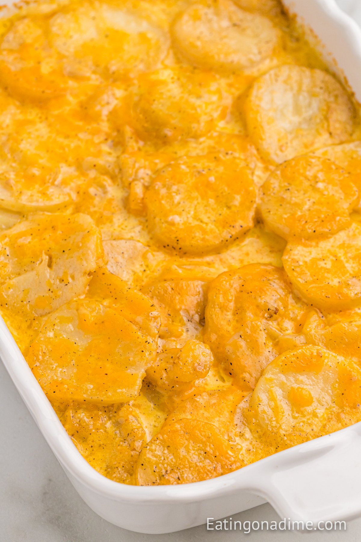 Scalloped potatoes in a baking dish