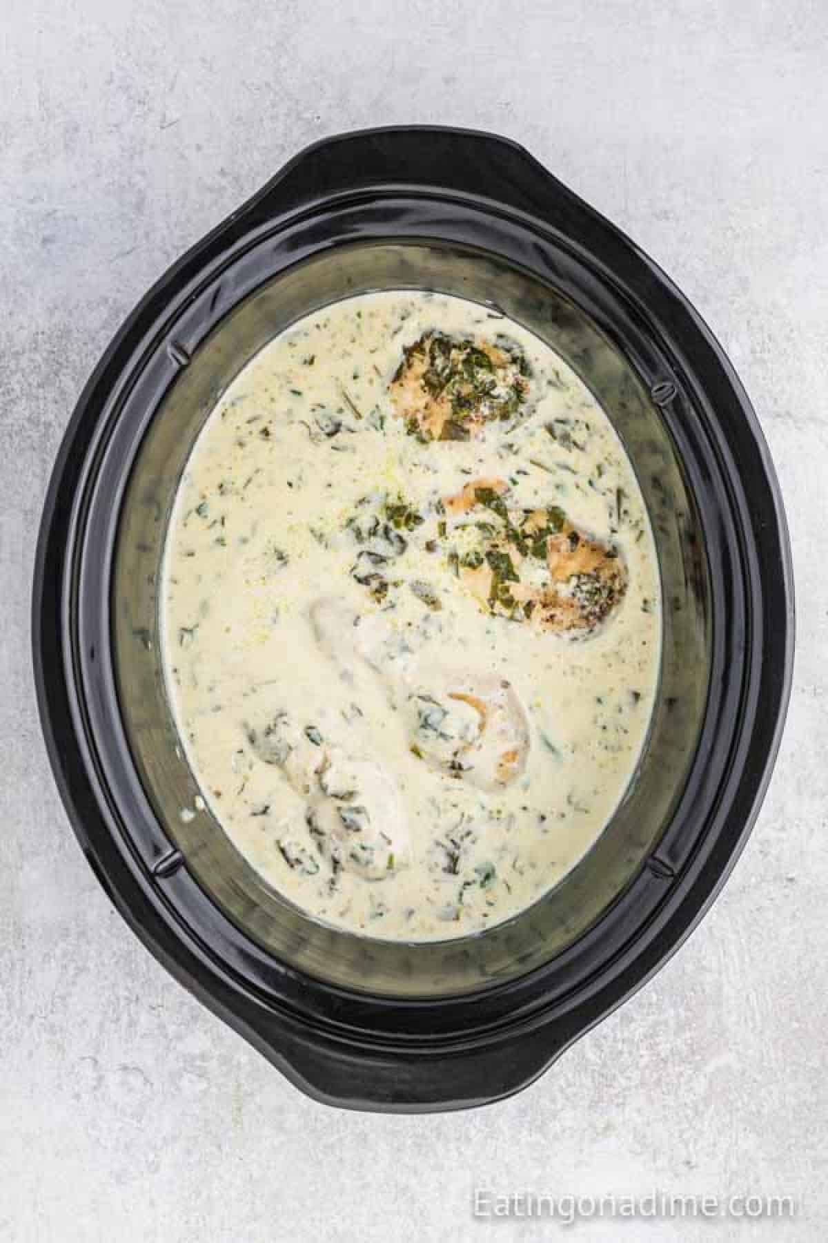 Cooked recip in the crock pot.