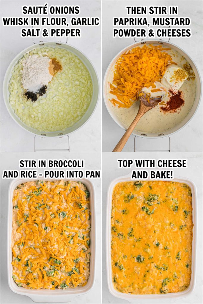 The process of making broccoli and rice casserole