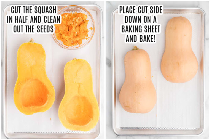 The process of baking the butternut squash