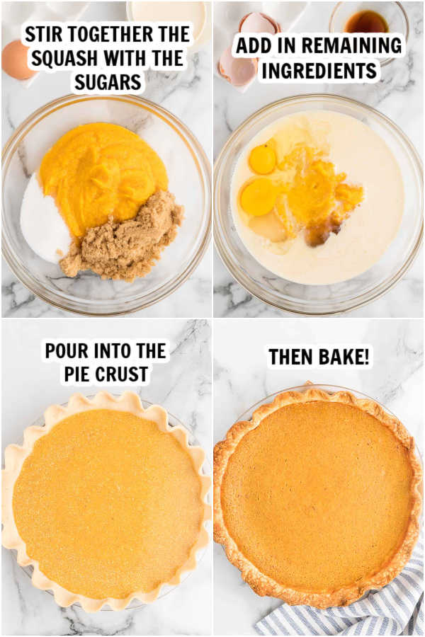The process of making butternut squash pie