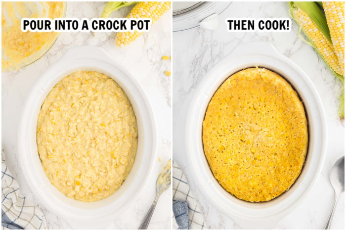 The process of cooking corn casserole in the slow cooker