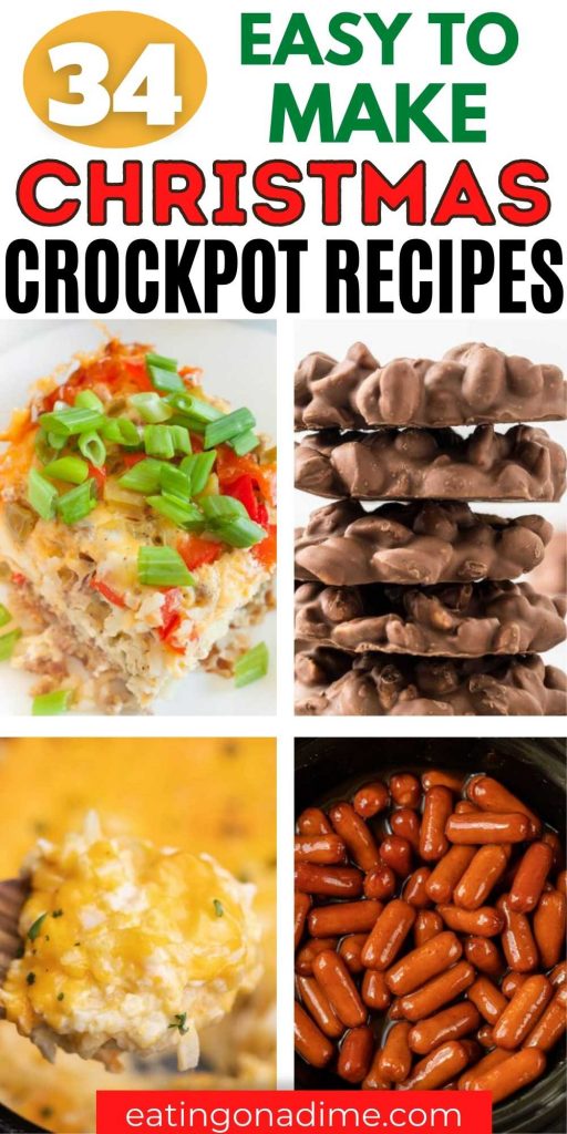 Collage of slow cooker dishes. 