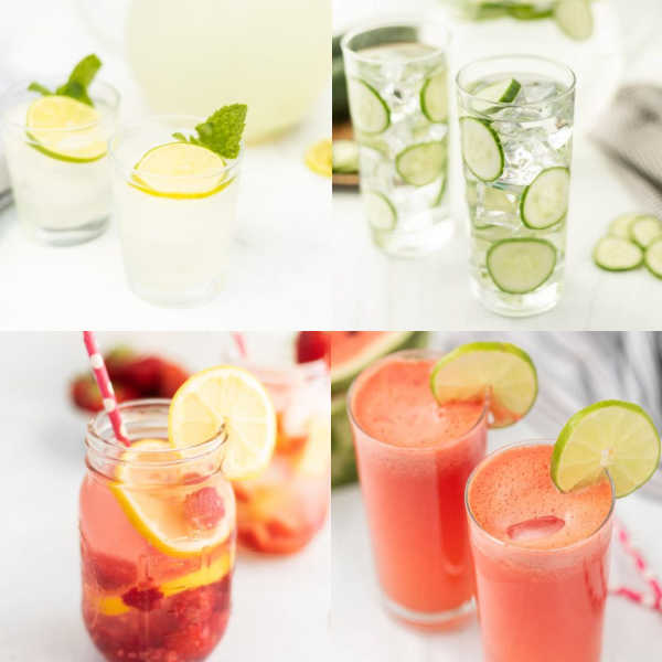Close up images of flavored water