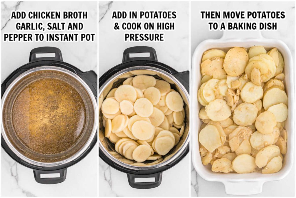 The process of cooking potatoes in the instant pot