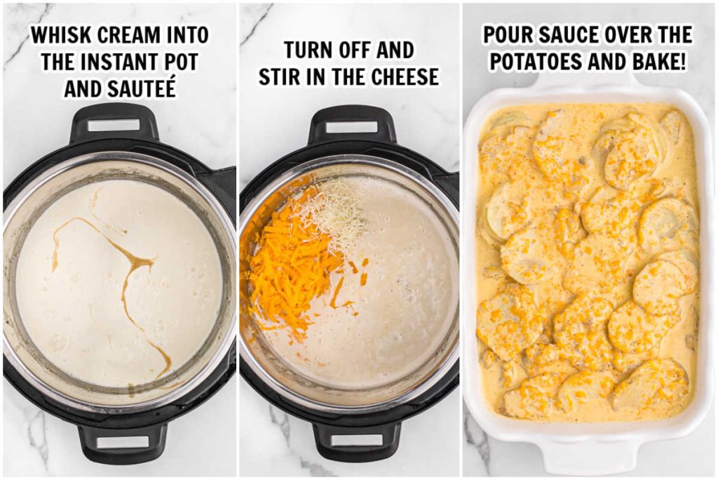 The process of making scalloped potatoes in the instant pot