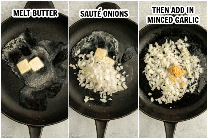 Cooking the butter, onions and garlic