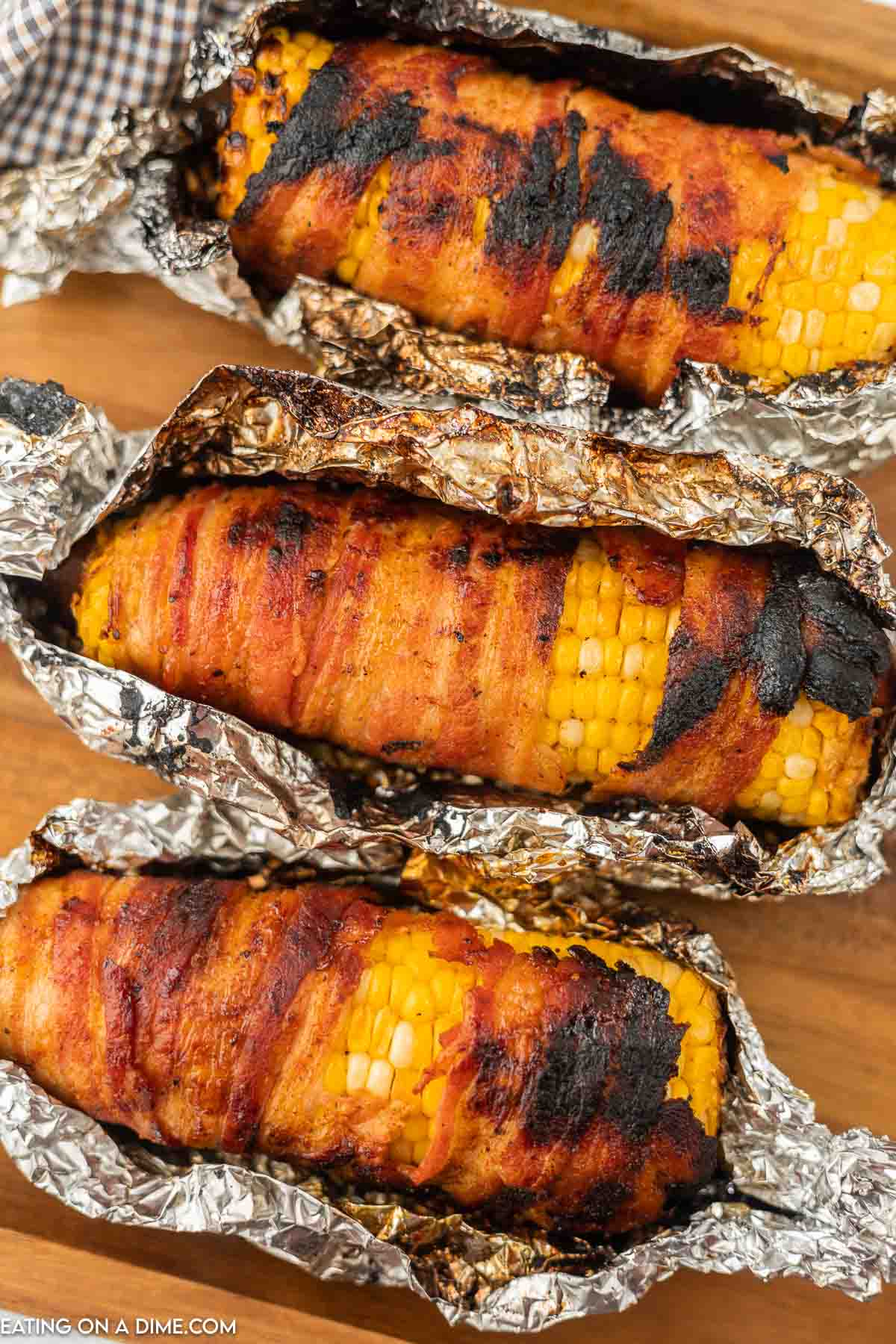 bacon wrapped corn on the cob in foil