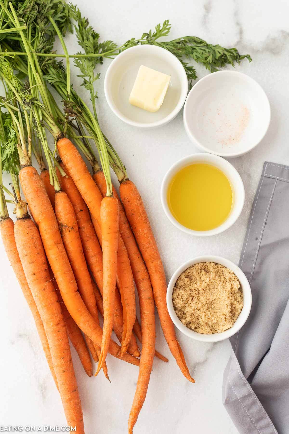 Ingredients for Grilled carrots - carrots, brown sugar, butter, oil, salt