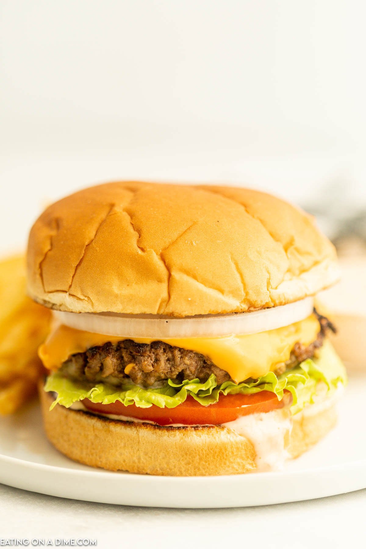 In-N-Out Burger ready to enjoy on a plate. 