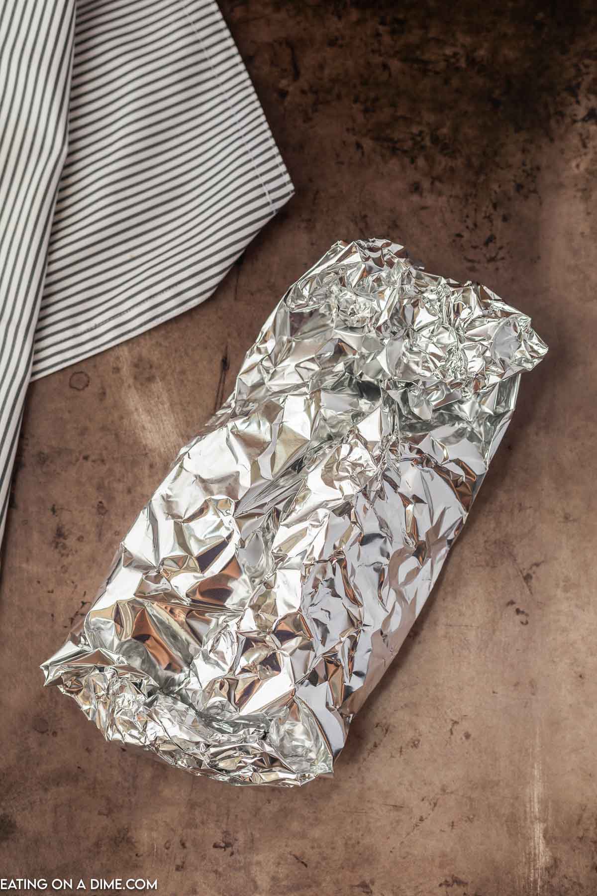 Foil packet sealed and ready to grill. 