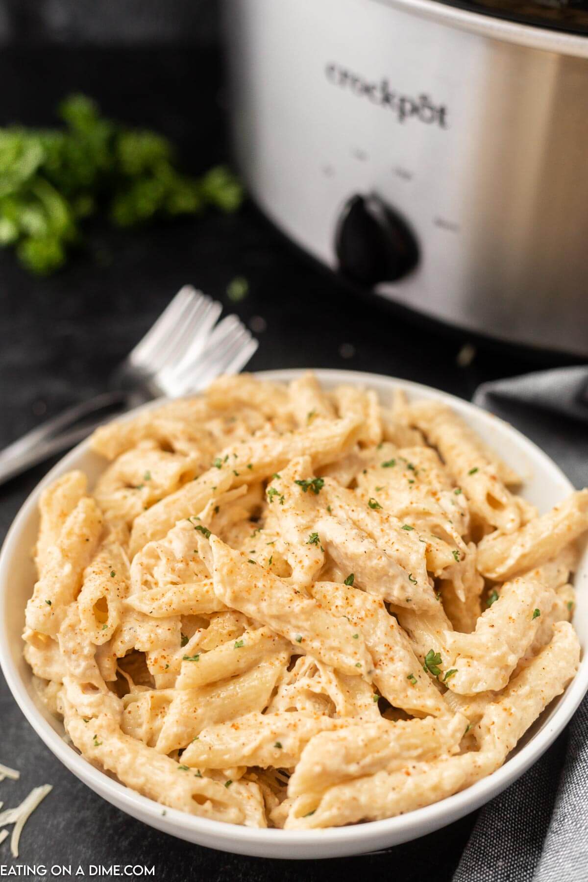 Cajun chicken pasta in a bowl