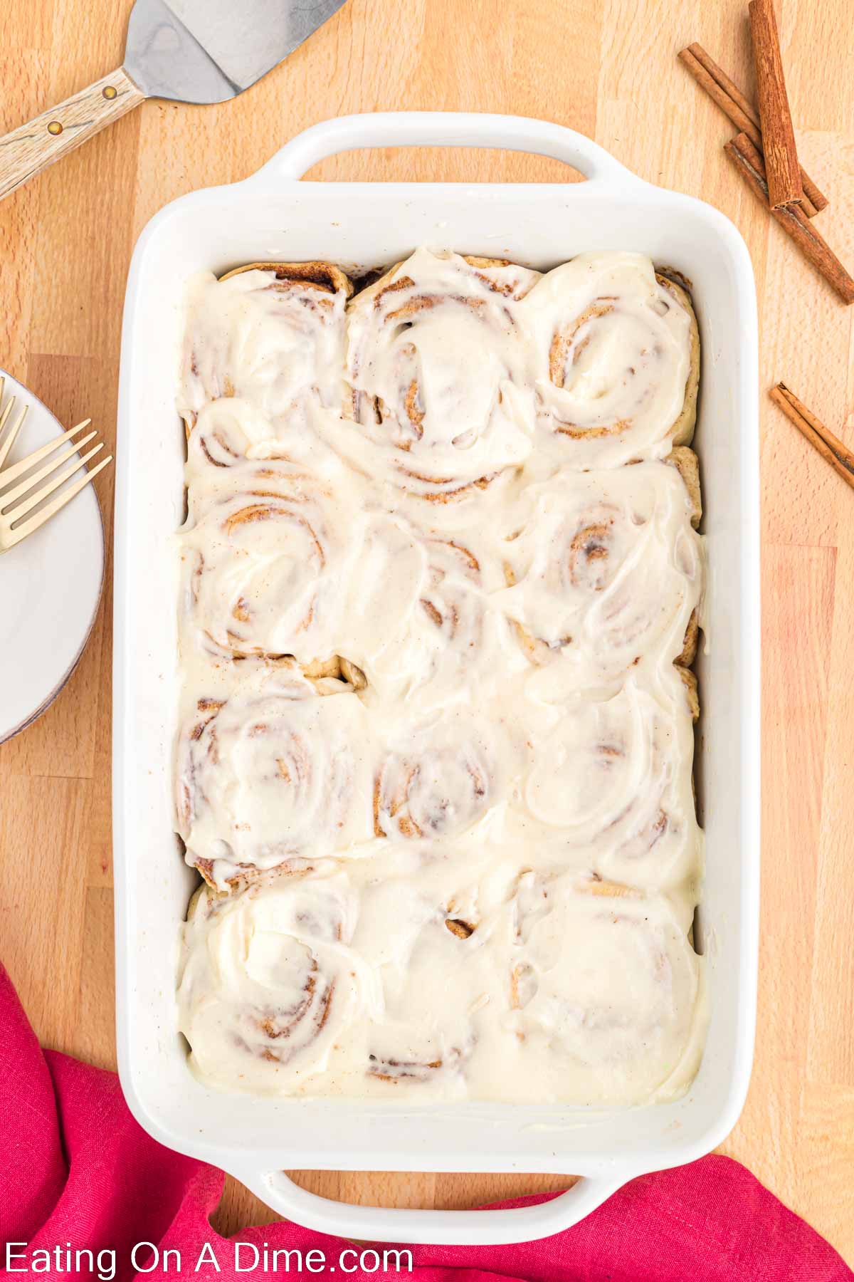 A 9x13 pan of Cinnamon Rolls