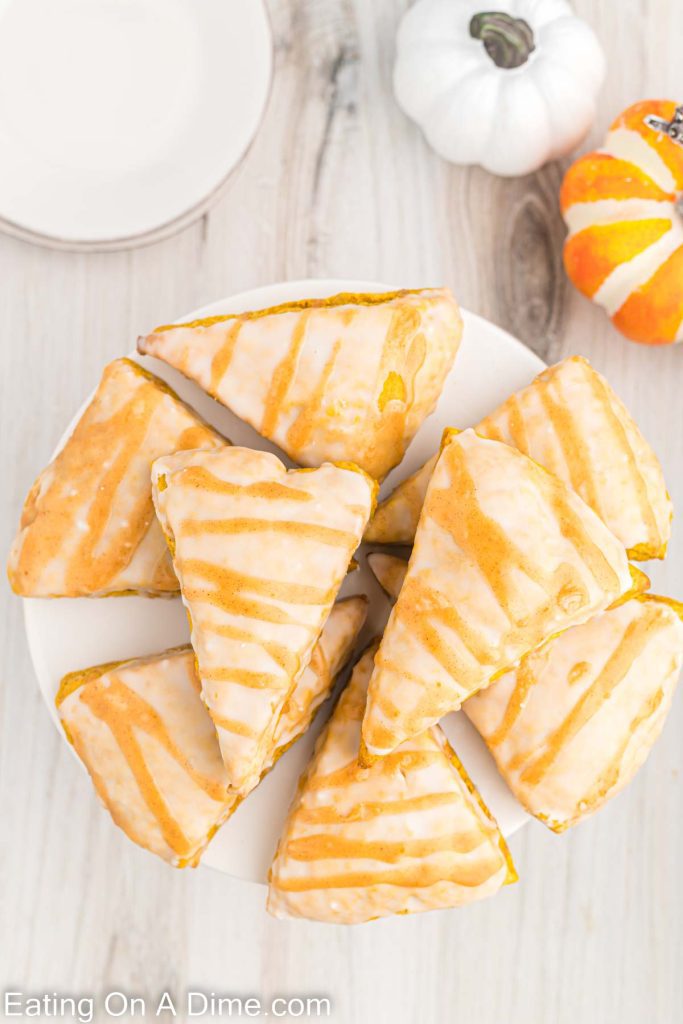 Pumpkin Scones stacked on a plate