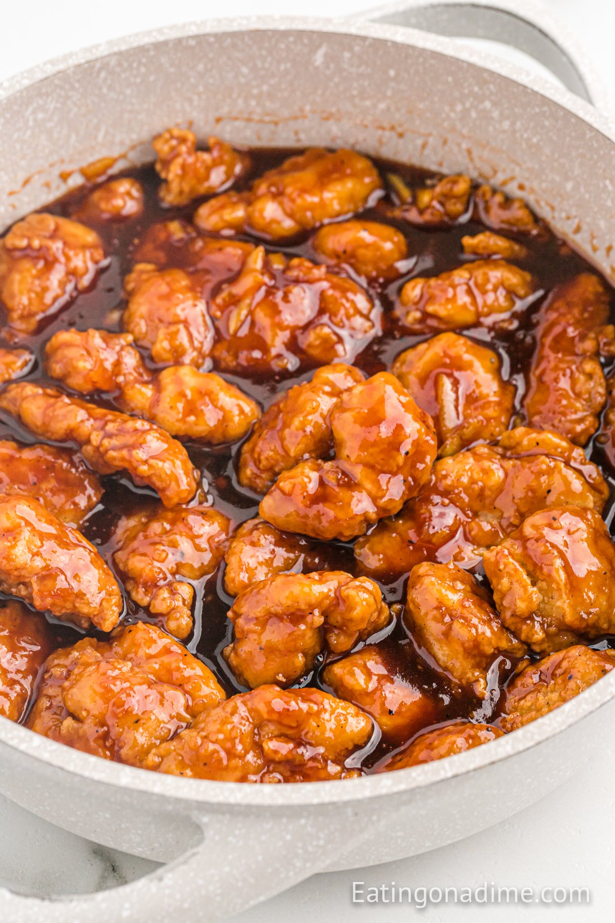 Orange Chicken in a skillet