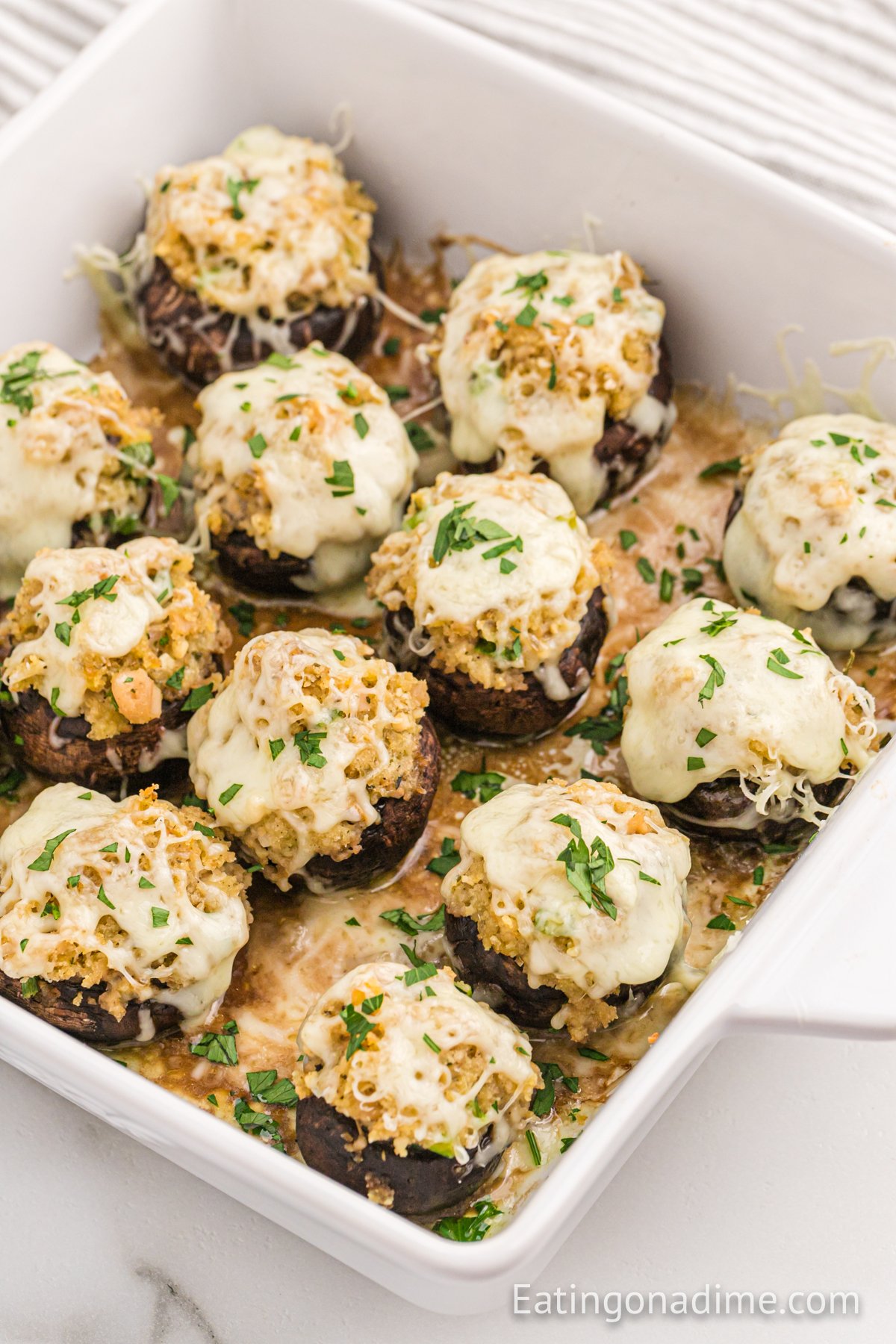 Stuffed Mushrooms in a baking dish