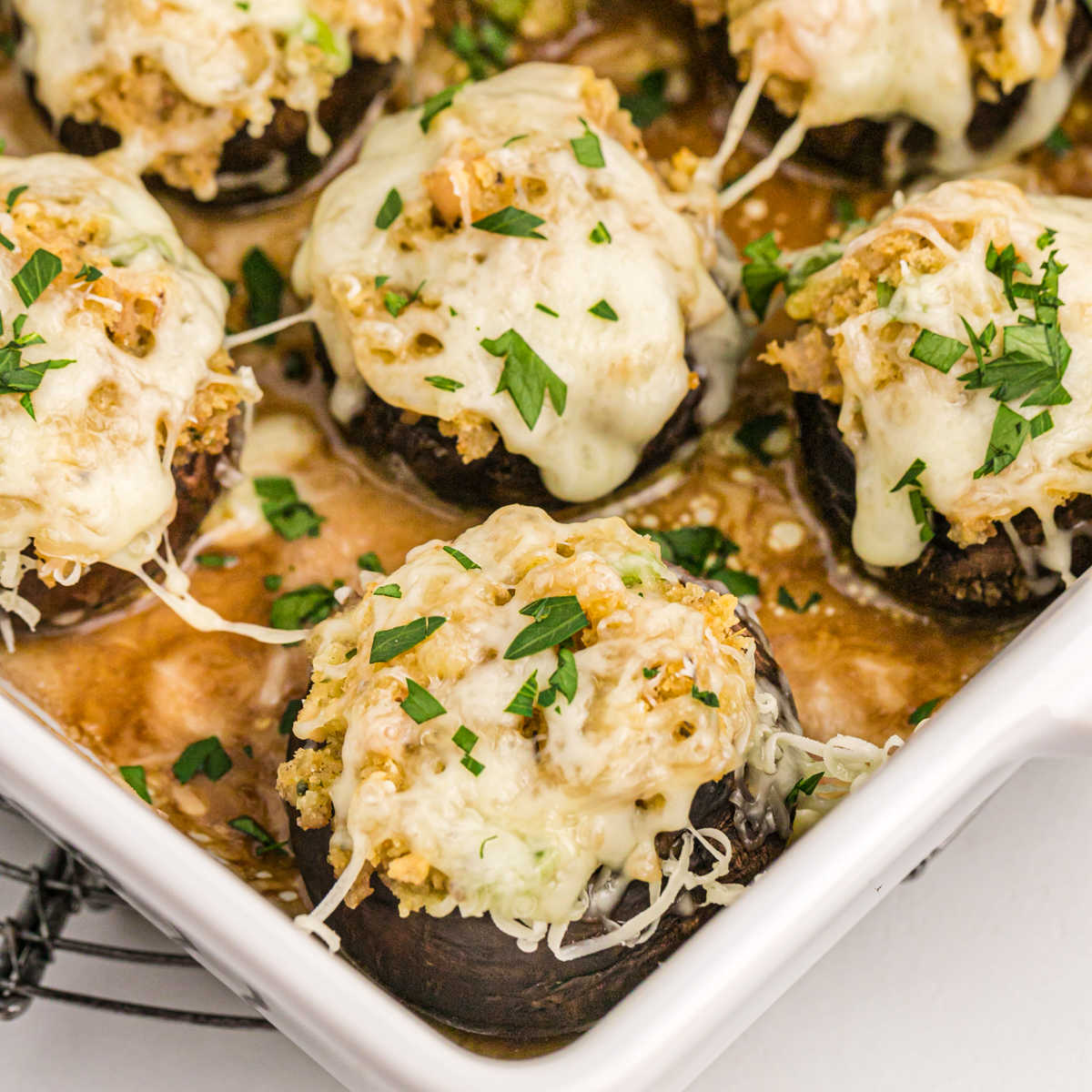 Stuffed Mushrooms in a baking dish