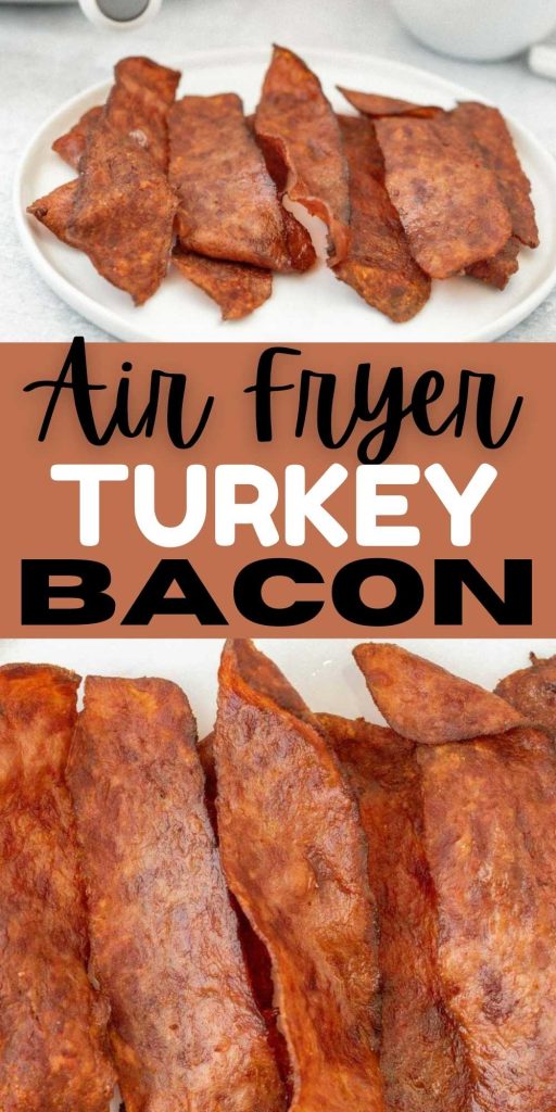 Air Fryer Turkey will save you time in the morning. The turkey comes out perfectly crisp and it is a healthy alternative to regular bacon.  Easy to make turkey bacon. #eatingonadime #turkeybacon #airfryerrecipe