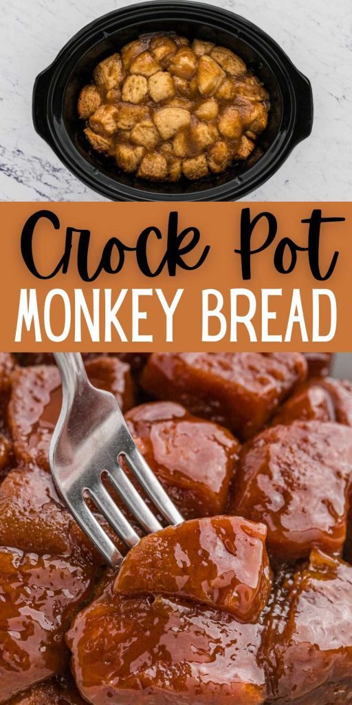 Crock Pot Monkey Bread is easy to make in the slow cooker. Monkey Bread is the perfect brunch or breakfast idea any day of the week. Classic monkey bread made with only 5 ingredients. #eatingonadime #monkeybread #crockpotrecipes