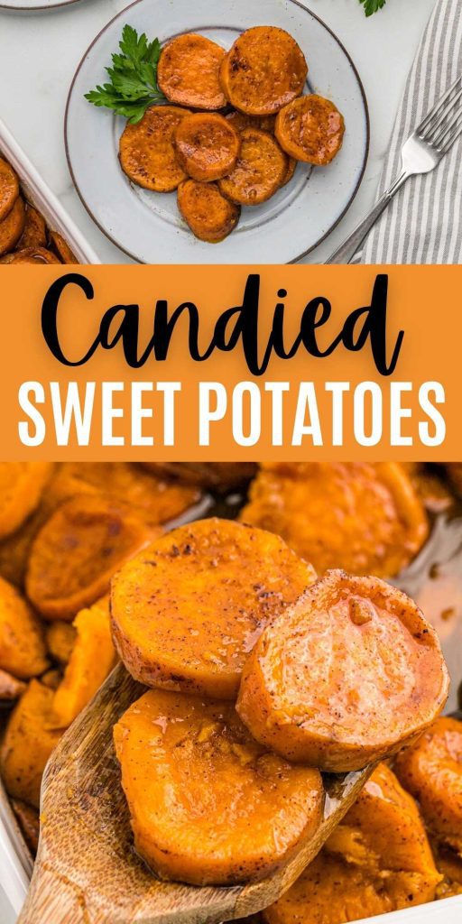Candied Sweet Potatoes is the perfect side dish for your Thanksgiving dinner. It is sweet, saucy, and caramelized to perfection. These Candied Sweet Potatoes are baked soft and tender. #eatingonadime #candiedsweetpotatoes #sidedish