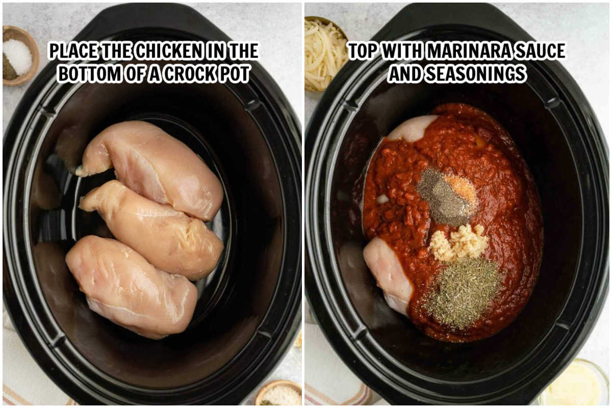 Placing the ingredients in the slow cooker