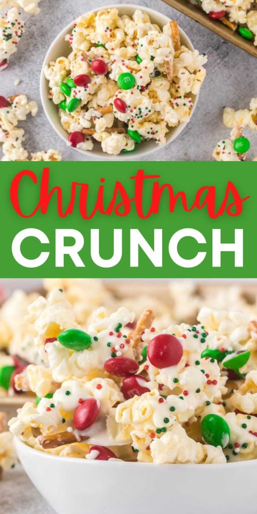 Christmas Crunch is loaded with white chocolate flavor. This sweet and salty snack is perfect for gift giving or a holiday dessert. This Christmas Crunch is loaded with flavor and is easy to make. #eatingonadime #christmascrunch #holidaysnack