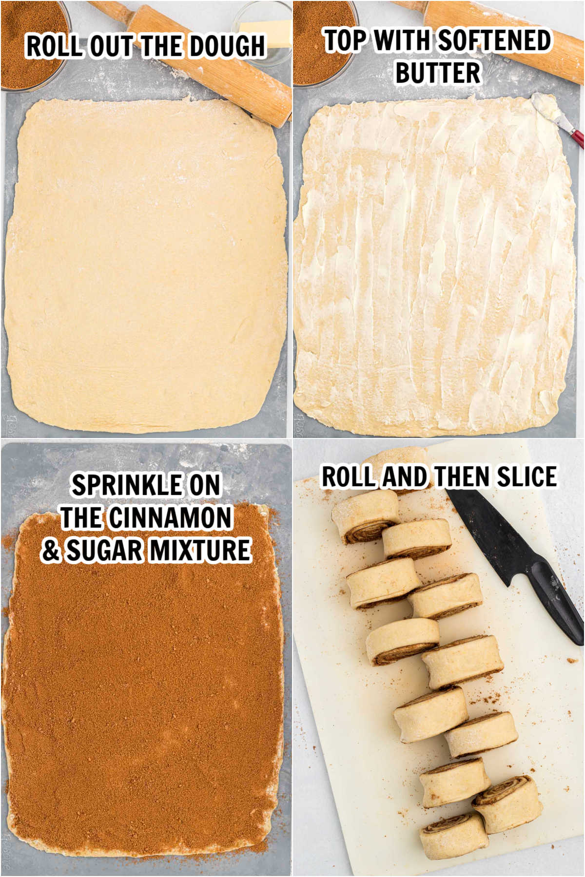 Preparing the cinnamon rolls
