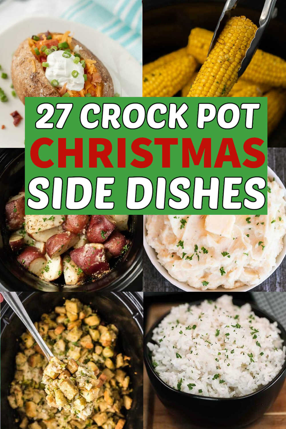 If you looking for Crockpot Side Dishes for Christmas these 27 recipes will help. From dips to mac and cheese these dishes are easy to make. Save room in your oven and make your side dishes in the slow cooker. #eatingonadime #christmassidedishes #crockpotrecipes
