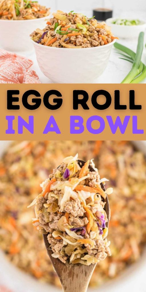 Enjoy Egg roll in a bowl recipe while staying low carb but still with tons of flavor. Egg roll bowl has all the flavors of egg rolls. This healthy and easy dish is customizable to what you have on hand. #eatingonadime #eggrollinabowl #lowcarb #keto