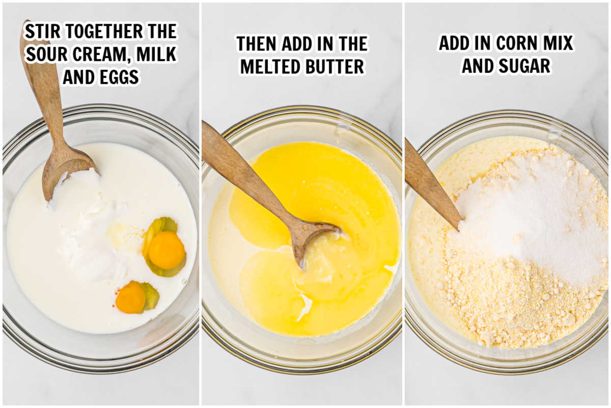 Mixing the ingredients for Jiffy Cornbread