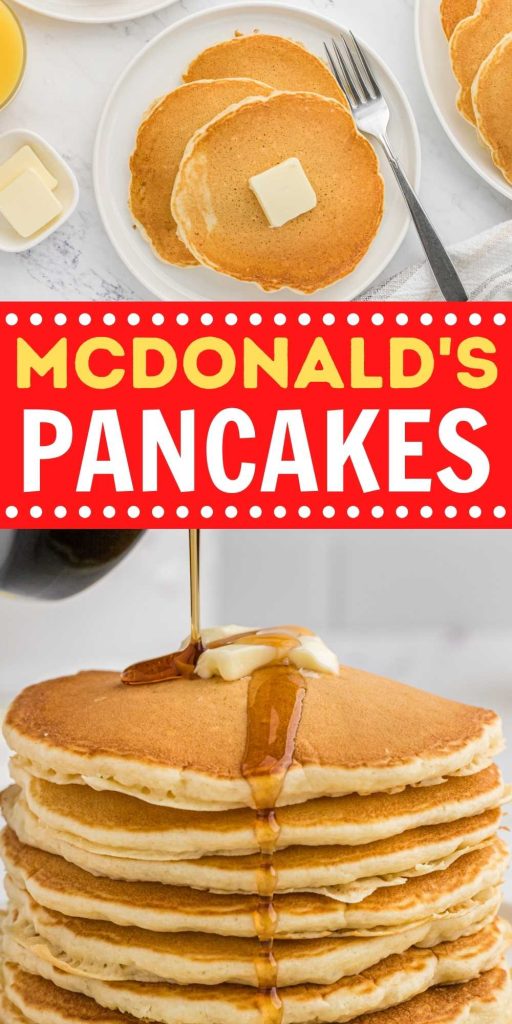This is the best McDonalds pancake recipe and so easy to make. Enjoy these fluffy pancakes at home for the perfect breakfast. Easy copycat recipe that is made with easy ingredients. #eatingonadime #copycatrecipes #mcdonaldspancake
