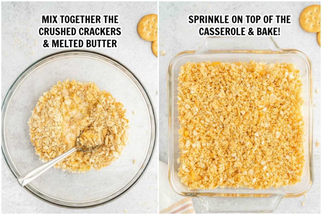 The process of mixing the ingredient and placing in a casserole dish