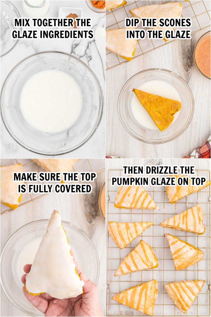 The process of glazing pumpkin scones