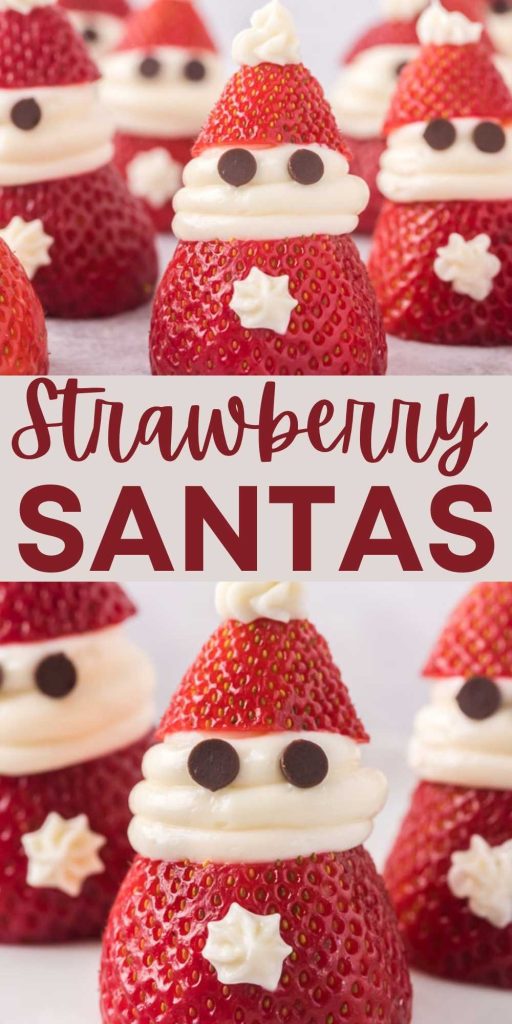 Strawberry Santas is a festive and healthy treat to serve this holiday. These Santas only require a few ingredients and are easy to make. We love this Christmas Treat! #eatingonadime #strawberrysantas #holidaydessert