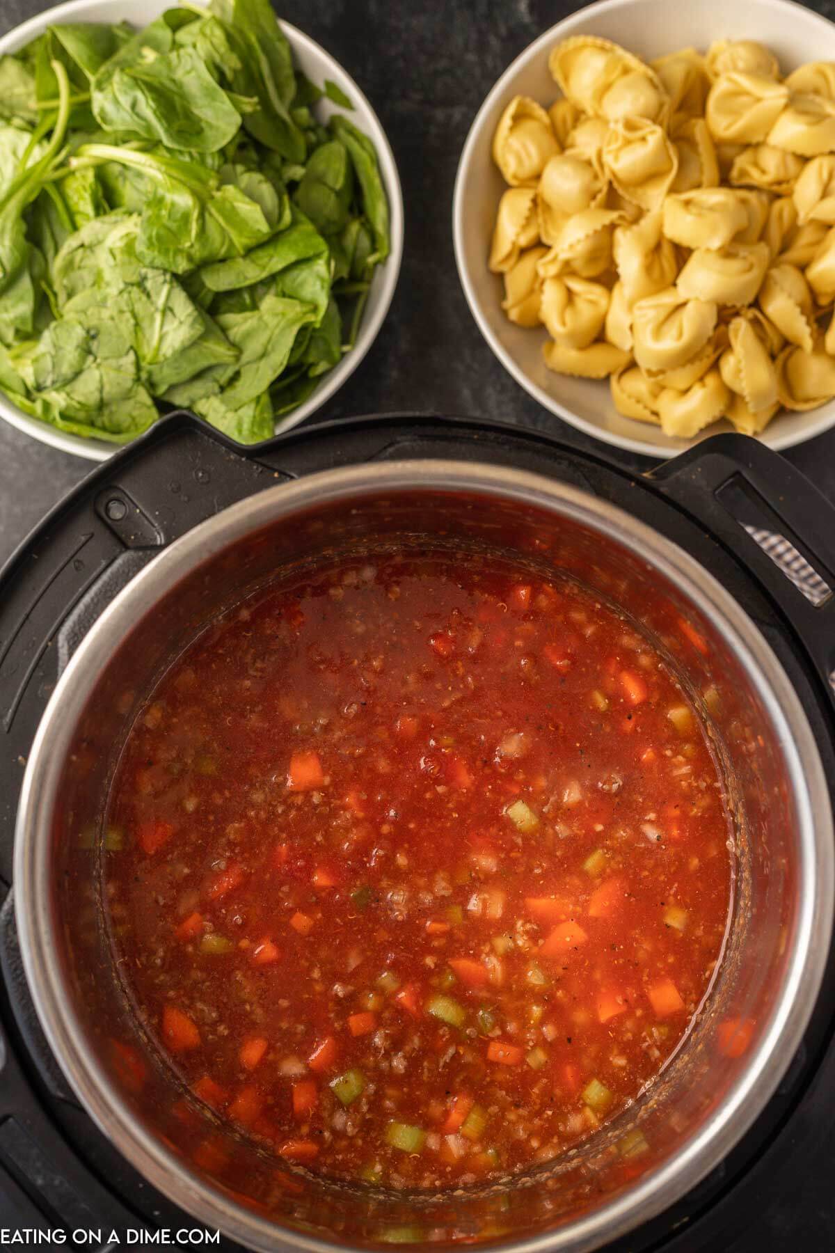 Adding the ingredients to the instant pot