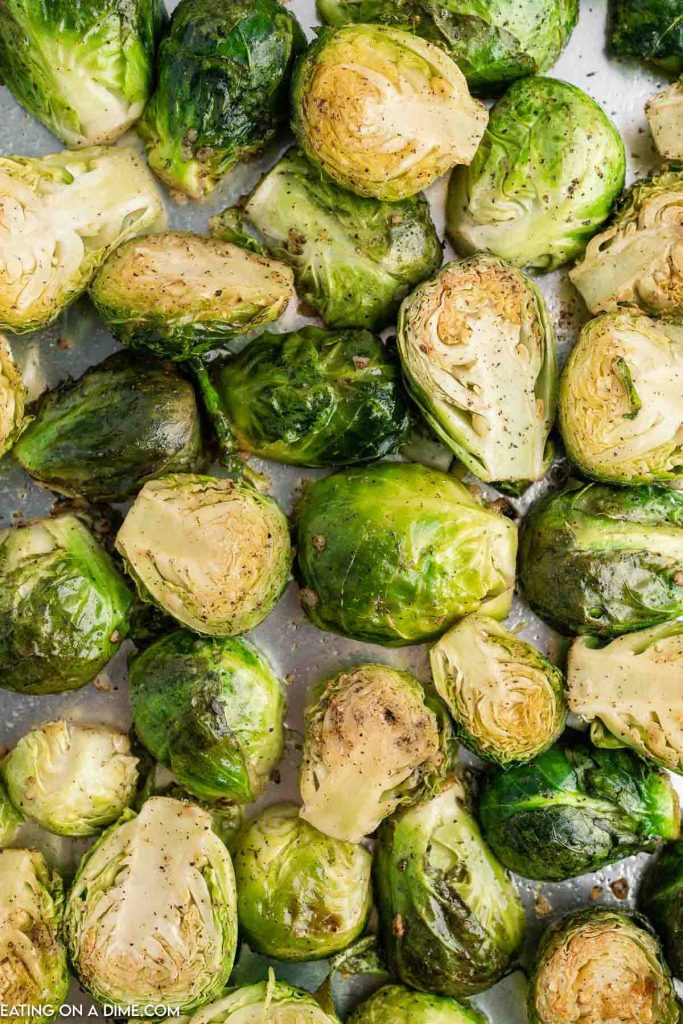 brussel sprouts on the baking sheet