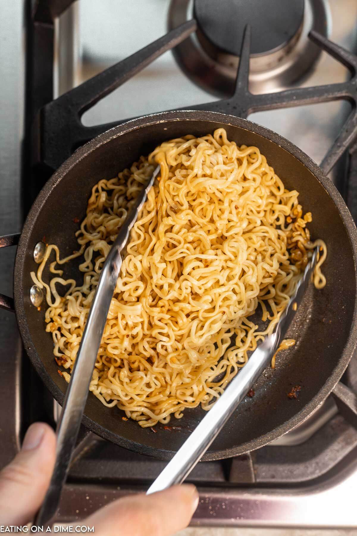 Toss the noodles in with the glaze