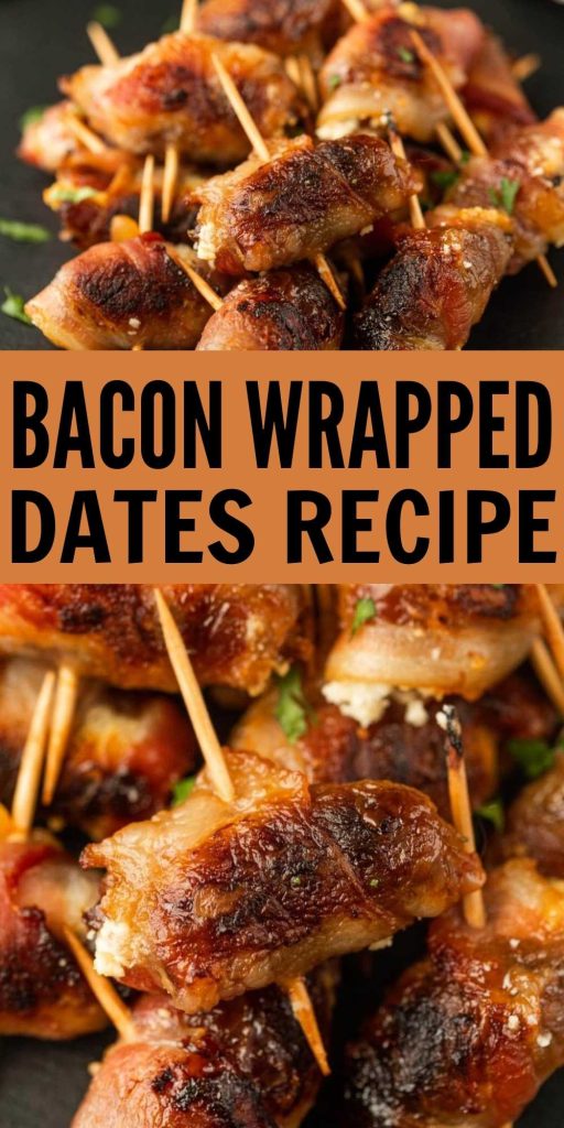 Bacon Wrapped Dates is an easy appetizer for a crowd. Stuffed with goat cheese and wrapped in bacon, you will love how delicious they are. These Bacon Wrapped Dates are made with simple ingredients. #eatingonadime #baconwrappeddates #appetizer