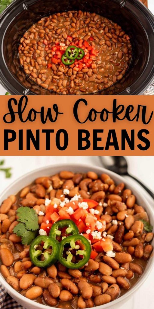 Crock Pot Pinto Beans is a classic recipe that is always a family favorite. Making pinto beans from scratch is easy to do in the slow cooker. This slow cooker recipe is the best pinto beans recipe. It is flavorful and easy to make. #eatingonadime #pintobeans #crockpotbeans
