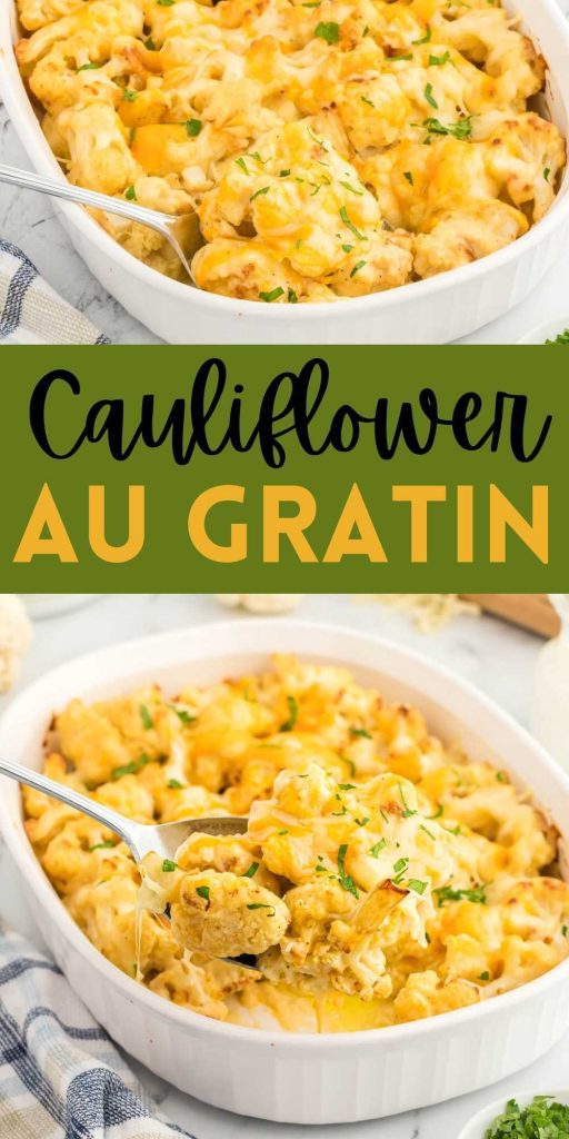 Cauliflower au gratin in a casserole dish. 