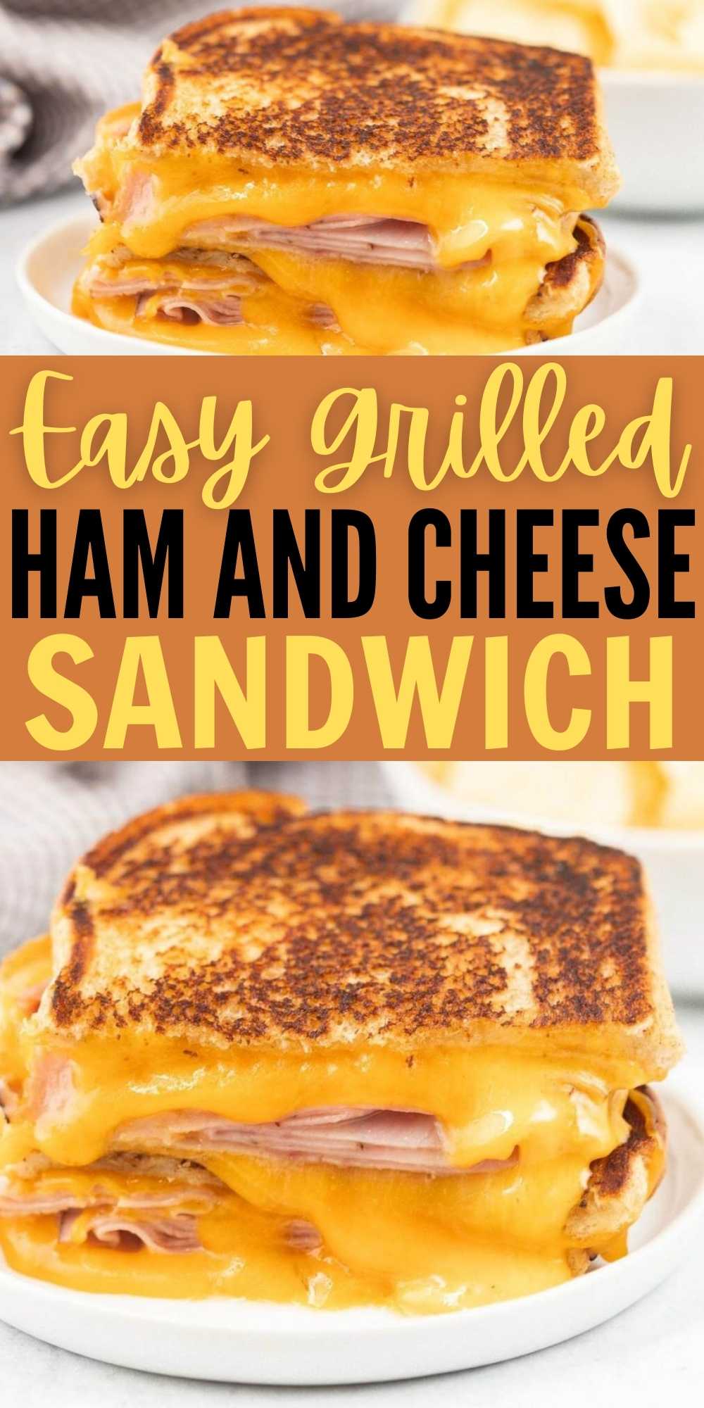 This Grilled Ham and Cheese Sandwich is ready in less than 10 minutes. The buttered bread with melted cheese and ham toasted to perfection is the best comfort food. A classic sandwich but still one of my family's favorite. #eatingonadime #hamandcheese #grilledsandwich