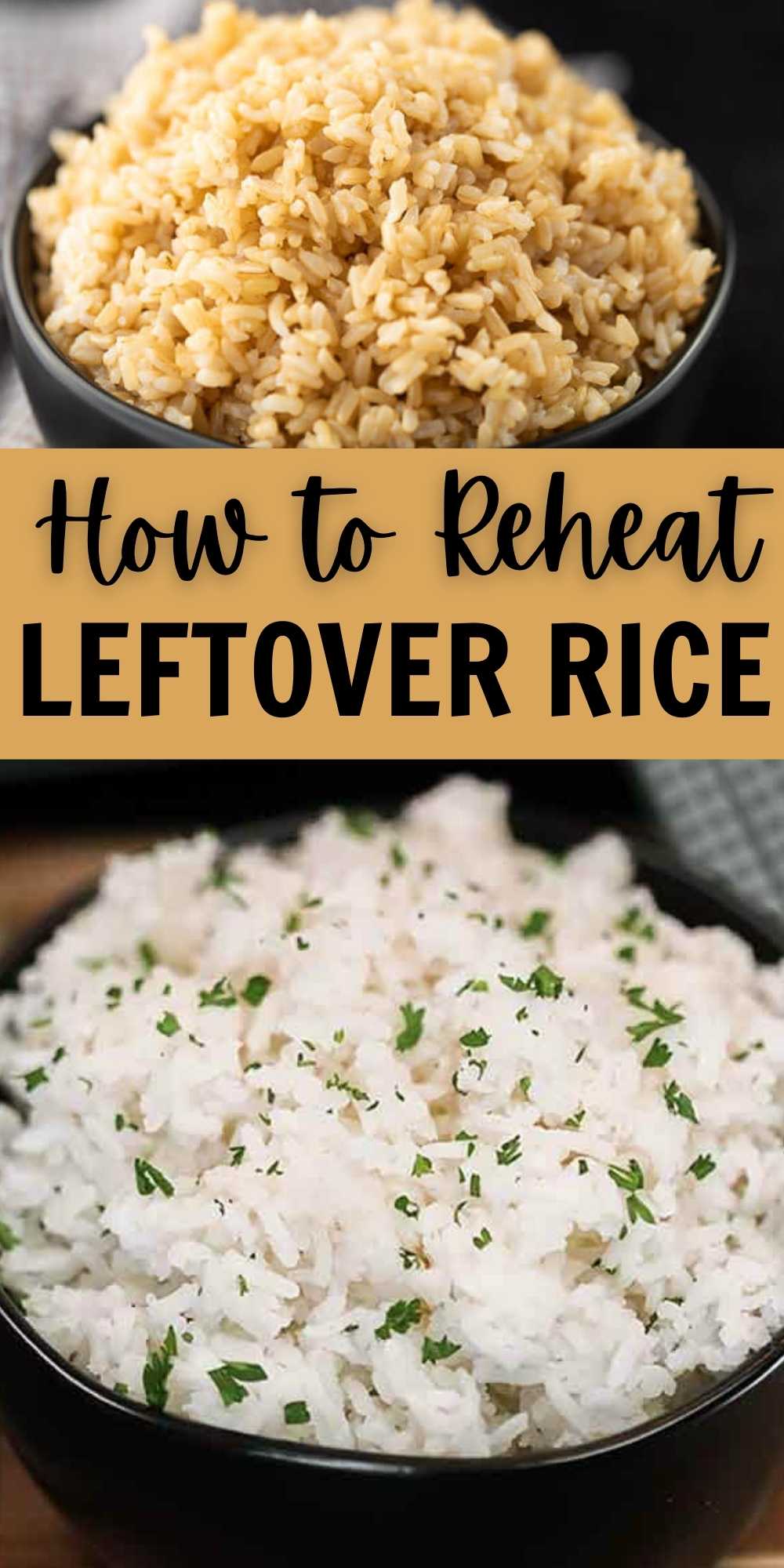 Learn How to Reheat Rice so you can enjoy soft and fluffy leftover rice again. These tips will help you enjoy rice the second time around. Reheat leftover rice in the stove or oven for fluffy and soft rice. #eatingonadime #leftoverrice #howtoreheat