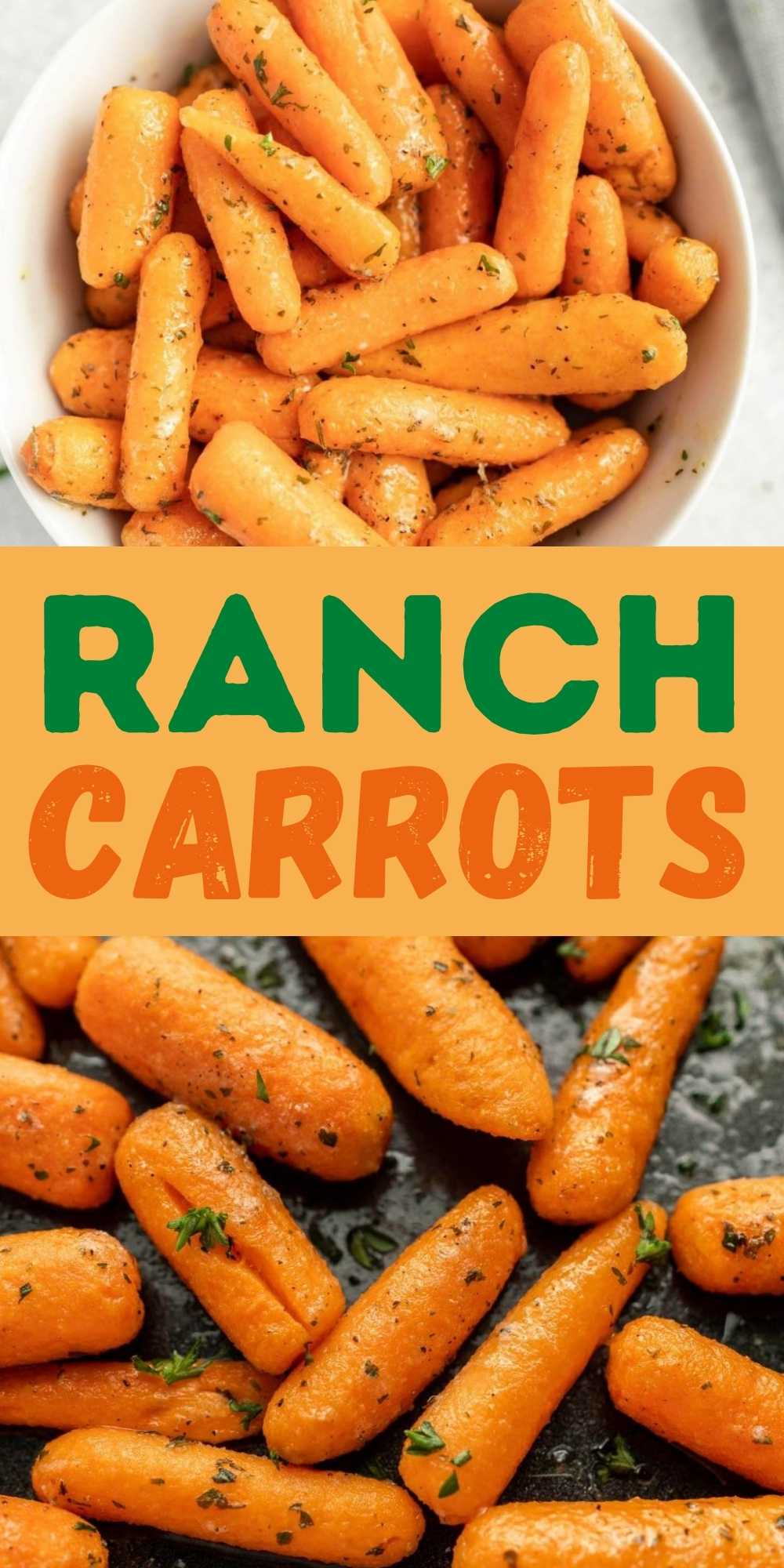 Ranch Carrots recipe is baked to perfection and loaded with ranch flavor. It is the perfect side dish without much prep work. Get this on the table in less than 20 minutes. Hidden Valley Ranch gives the perfect amount of seasoning to these carrots. #eatingonadime #ranchcarrots #sidedishrecipe